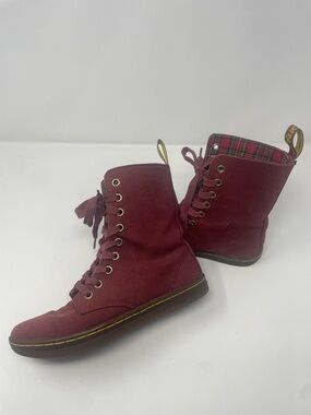 Dr. Martens Stratford Burgundy Lace-Up Canvas Boots women’s 5